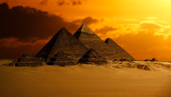 Egypt pyramids sunset desert
